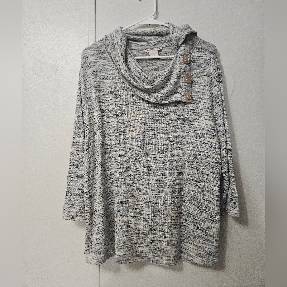 Allison Daley Gray Long Sleeve Cowl Neck Sweater!
